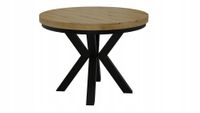 STÓŁ OKRĄGŁY ROZKŁADANY NOGA METAL SALON KUCHNIA 90cm+2x50cm