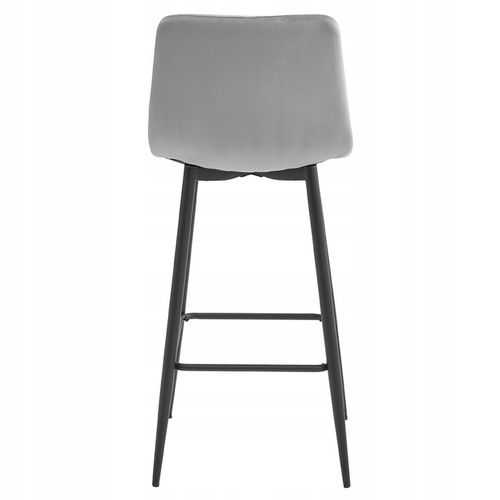 Hoker Krzesło Barowe Wysokie do Wyspy Welurowe Tapicerowane Szare na Arena.pl