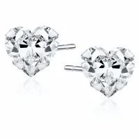 RODOWANE SREBRNE KOLCZYKI SERCA SERDUSZKA HEART 5x5MM BIAŁE CYRKONIE