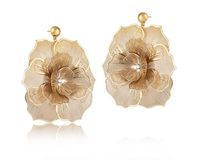 Ażurowe, trójwymiarowe kolczyki kwiaty z kryształkami Preciosa