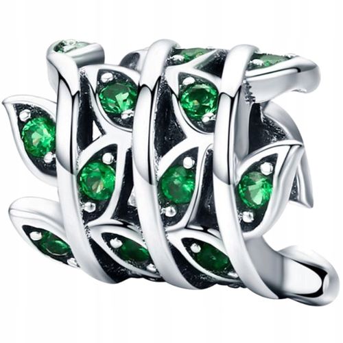 CHARMS ZIELONE LISTKI srebro 925 pnącze srebrne koralik zawieszka liście na Arena.pl