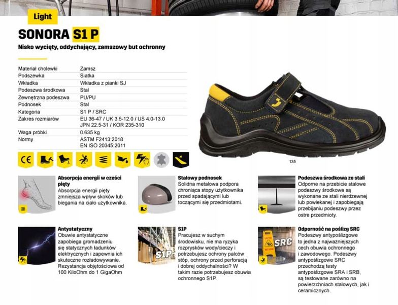 Sandały Robocze Buty Ochronne Safety Jogger Sonora S1P Oddychający 39 zdjęcie 3