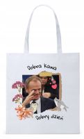 Donald Tusk Platforma Torba Eco Biała Shopper Z Nadrukiem Ze Zdjęciem