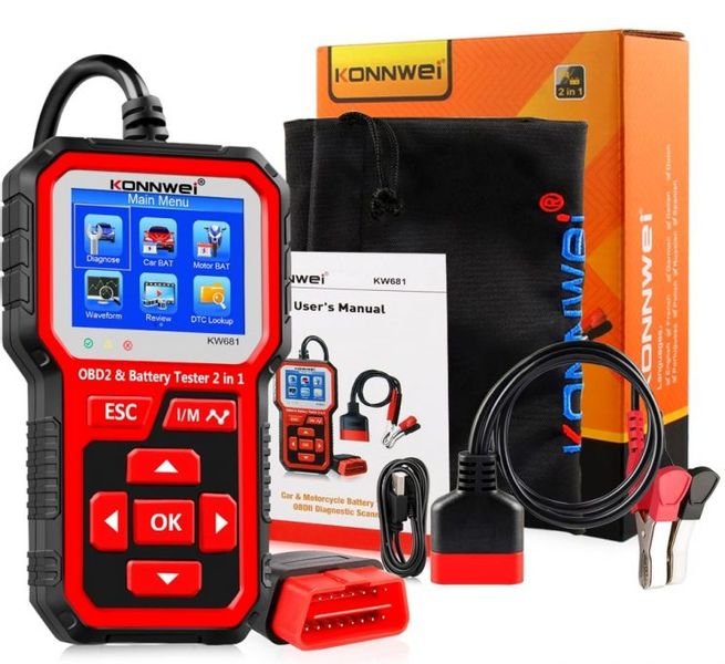 Tester do Akumulatorów KW681 Interfejs Diagnostyczny OBD2 2w1 zdjęcie 2