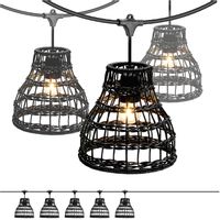 ZESTAW CRETE Girlanda ogrodowa 5m + kabel 10m + 5x klosz czarny R2 +żarówki