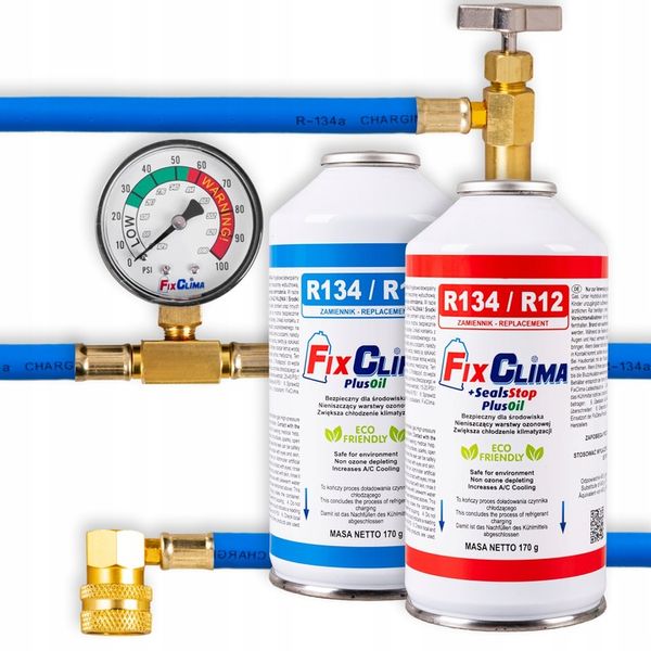 ZESTAW DO NAPEŁNIANIA KLIMATYZACJI AUT GAZ CZYNNIK CHŁODNICZY R134A + 3W1 zdjęcie 1