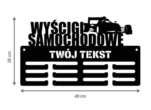 Wieszak na medale WYŚCIGI SAMOCHODOWE twoje imię dowolny tekst 144.1 na Arena.pl