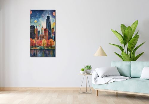 Obraz 50x100cm Panorama Malowniczego Miasta na Arena.pl