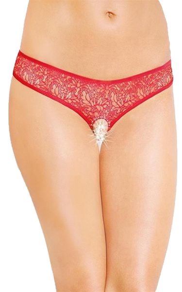 stringi koronkowe softline 2446 czerwone m/l zdjęcie 1