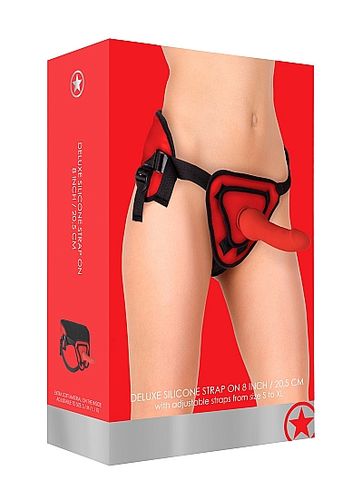 deluxe silicone strap on - 8 inch - red na Arena.pl