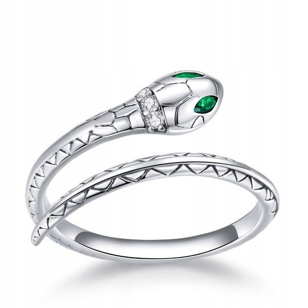 Srebrny Pierścionek Otwarty LŚNIĄCY WĄŻ S925 zdjęcie 1