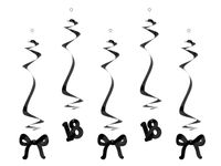 Dekoracja wisząca świderki na 18 urodziny z kokardkami, czarne