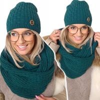zimowy KOMPLET damski CZAPKA + KOMIN CIEPŁY szal gruby POLSKI PREMIUM kolor