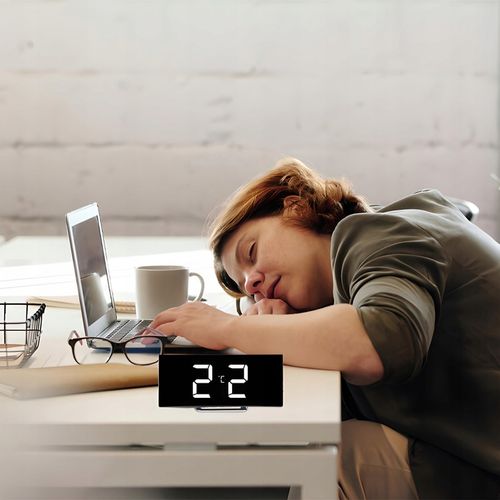 ZEGAR ELEKTRONICZNY BUDZIK LUSTRO STOJĄCY WYŚWIETLACZ LED TERMOMETR na Arena.pl