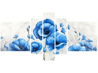 80CM 160CM OBRAZ 5 ELEM NIEBIESKIE MAKI DRUK ŚCIENNY