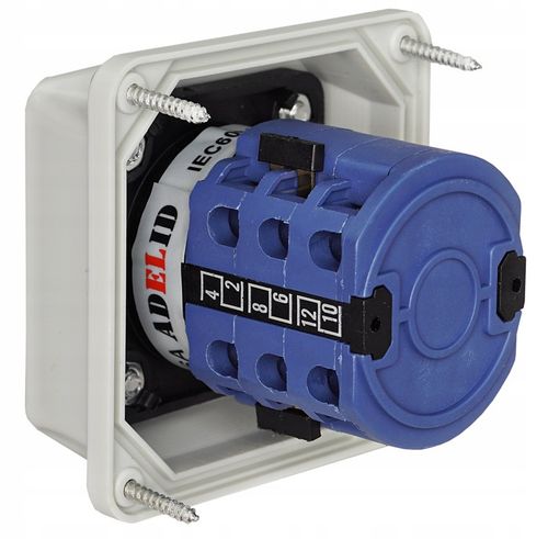 ŁĄCZNIK KRZYWKOWY L-0-P 25A 3P LEWO PRAWO W OBUDOWIE 70x70 3F IP65 na Arena.pl