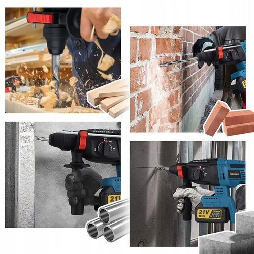 Bezszczotkowa młotowiertarka/wkrętarka udarowa SDS-PLUS, zestaw 2 na Arena.pl