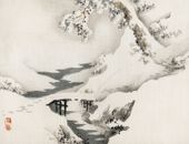 Plakat 65x50cm Snowscape,  Kōno Bairei Japoński Vintage do Salonu
