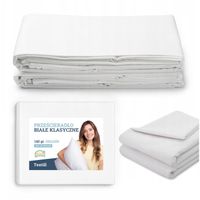 PRZEŚCIERADŁO BAWEŁNIANE 160x200, BIAŁE HOTELOWE KLASYCZNE BEZ GUMKI