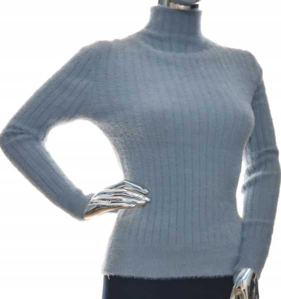 Damski sweter sweterek półgolf typu alpaka prążek zdjęcie 1