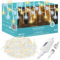 SOPLE 500LED LAMPKI ZEWNĘTRZNE 22,5M TIMER PILOT FLASH KURTYNA DWA KOLORY