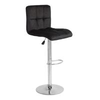 Krzesło obrotowe hoker z podnóżkiem, chromowany z regulacją wysokości welur czarny 703V-B-PG