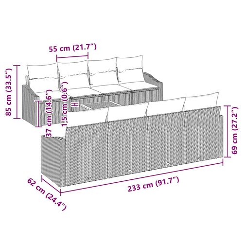 Zestaw Sof na Ogród 7 pcs Szary na Arena.pl