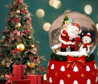 KULA ŚNIEŻNA SZKLANA POZYTYWKA ŚWIĄTECZNA MIKOŁAJ MELODIA PUDEŁKO 13,5x8,5