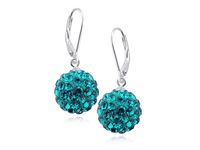 WISZĄCE KOLCZYKI NIEBIESKIE KULKI SWAROVSKI 12MM