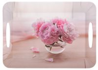 Taca dekoracyjna 36,8x26,2x2,8cm 50279 wz.1 piwonie w szklanej kuli