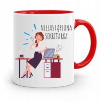 Kubek Czerwony Prezent Niezastąpionej Sekretarki Z Nadrukiem Ze Zdjęciem