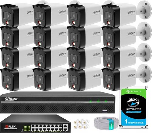 Zestaw Monitoringu DAHUA 16 Kamer 6MPx Dzień/Noc Kolor Detekcja Zewnętrzny na Arena.pl