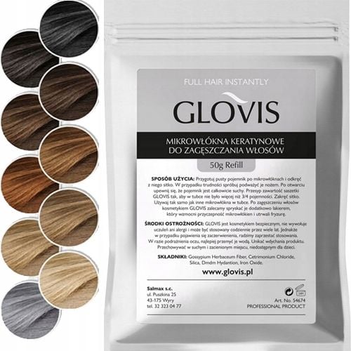 Włókna GLOVIS Eko Saszetka 50g - Szybkie Zagęszczenie Włosów Mikrowłókna zdjęcie 1