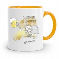Dla Alkoholika Pijaka Kubek Żółty Na Prezent Z Nadrukiem Ze Zdjęciem