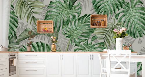 Fototapeta Do Sypialni Liście MONSTERA 3D 405cm x 270cm na Arena.pl