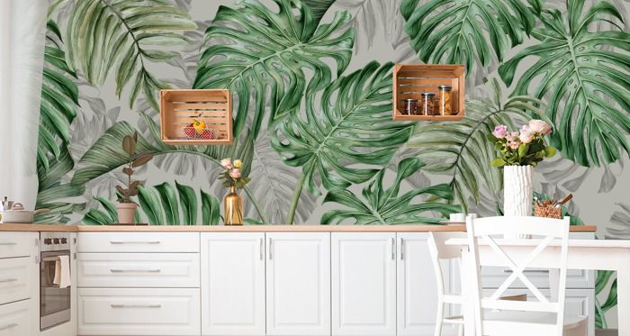 Fototapeta Do Sypialni Liście MONSTERA 3D 405cm x 270cm zdjęcie 6