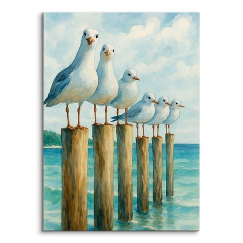 Obraz Na Płótnie Malowane Mewy 70cm x 100cm na Arena.pl