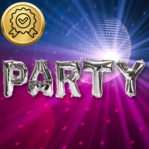 balon foliowy ogromny napis party srebrny urodziny sylwester wysokość 40 cm na Arena.pl