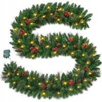 GIRLANDA ŚWIĄTECZNA ŁAŃCUCH CHOINKOWY 100 LED ZIELONA GĘSTA JARZĘBINA 300cm