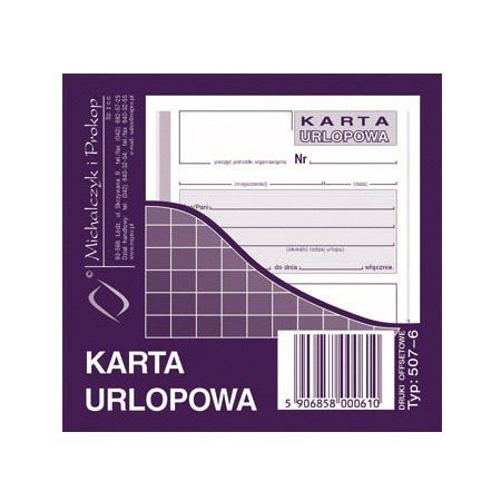 DRUK 507-6 KARTA URLOPOWA zdjęcie 1