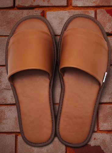 KLAPKI SKÓRZANE DAMSKIE wygodne pantofle kapcie skórzane PREMIUM BRĄZ na Arena.pl