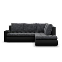 Narożnik z otomaną, prawy, BOSCO, ekoskóra, 230cm, czarny| TYLETEGOTU