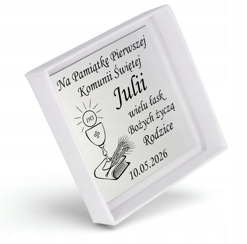 ŁAŃCUSZEK SREBRNY MEDALIK KOMUNIJNY MATKA BOSKA DO KOMUNII NA CHRZEST 50 cm na Arena.pl