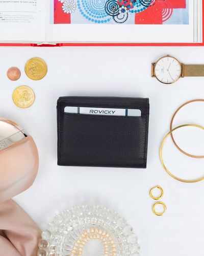 elegancki, mały portfel damski na zatrzask ze skóry naturalnej - rovicky na Arena.pl