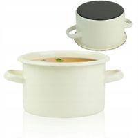 GARNEK MAŁY TRADYCYJNY EMALIOWANY 2 L BEŻOWY PROSTY GŁADKI GAZ INDUKCJA