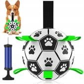 WYTRZYMAŁA PIŁKA FUTBOLOWA DLA PSA PSÓW ZABAWKA Z UCHWYTAMI + POMPKA