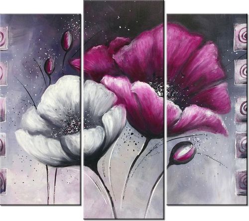 90 80CM OBRAZ T3 ELEM MALOWANE MAKI DRUK ŚCIENNY na Arena.pl