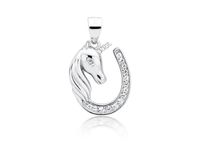 Rodowany srebrny wisior wisiorek podkowa jednorożec unicorn cyrkonia cyrkonie srebro 925 Z1729C_W