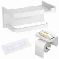 Uchwyt na papier toaletowy z półką biały montaż bez wiercenia
