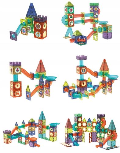 KLOCKI MAGNETYCZNE KONSTRUKCYJNE DLA DZIECI 110EL ŚWIECĄCE TOR KULKOWY XXL na Arena.pl